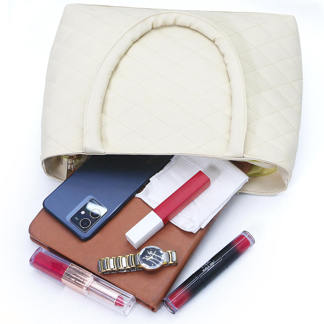 Handbag For Women And Girls Stylish White PU Leather Bag Image 4