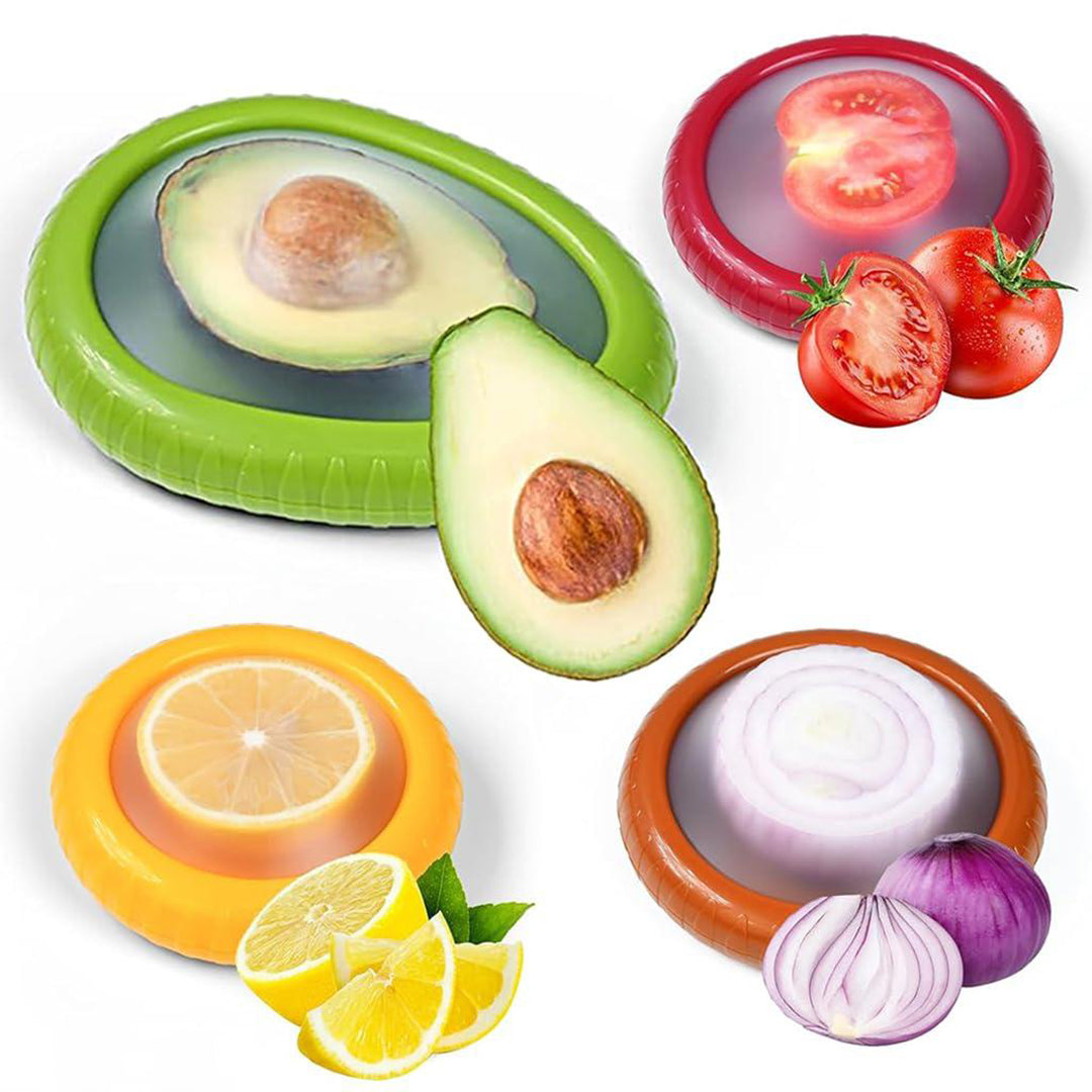 Fruit And Vegetable Anti Oxidation Storage Box Cut Fruit Storage Containers For Fridgesilicone Fruit And Vegetable Cover 4 Pc multicolor Image 1