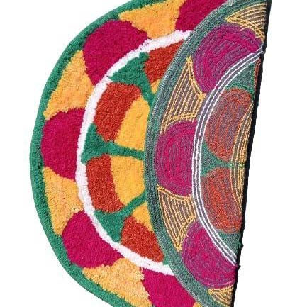 Polyester Anti-Slip Doormat for Home & Bathroom Entrance Multicolor round Mat (24 Inch) Image 2