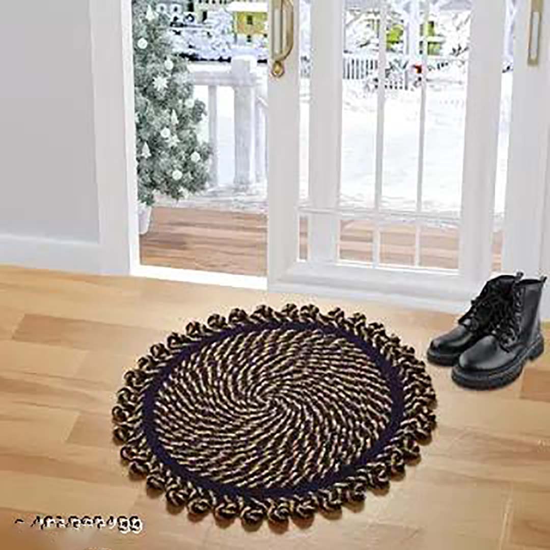Cotton Anti-Slip Doormat for Home & Bathroom Entrance Multicolor round Mat (20 Inch) Image 4
