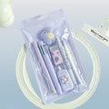 7 Pcs Cute Purple Stationery Set Kawaii School And Office Supplies With Pen Sharpener Highlighter Ruler And Utility Knife Image 1