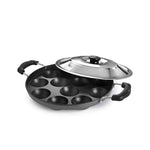 Non Stick 12 Cavity Appam Patra Side Handle With Lid Color May Vary Image 3