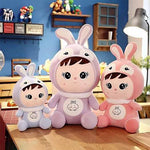 Pink Bunny Plush Toy Cute Versatile Stuffed Doll With Bunny Cap Image 3
