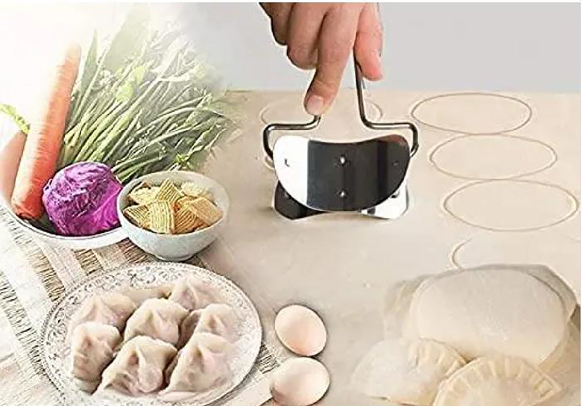 Stainless Steel Puri Cutter Roller Machine With Handle For Home Baking Tools For Womendough Circle Roller Cutter For Kitchenpoori Cutter Roller Image 2