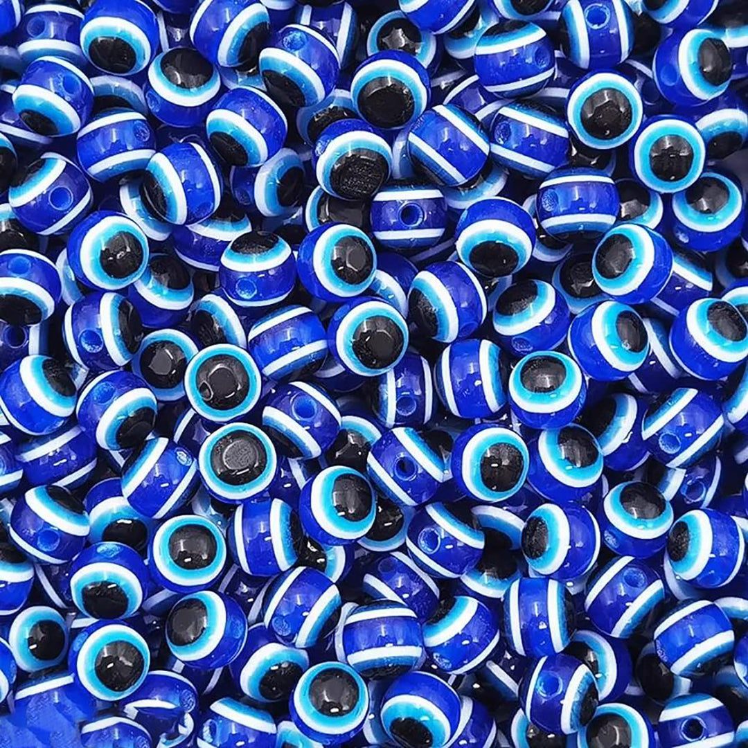 30 Pieces 8Mm Blue Round Resin Turkish Evil Eye Beads For For Jewelry Bracelet Craft Making Image 1