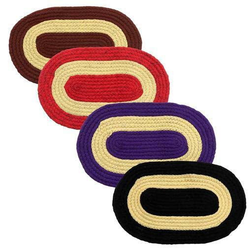 Cotton Anti-Slip Doormat for Home & Bathroom Entrance Multicolor oval Mat (20x12 Inch) Image 1
