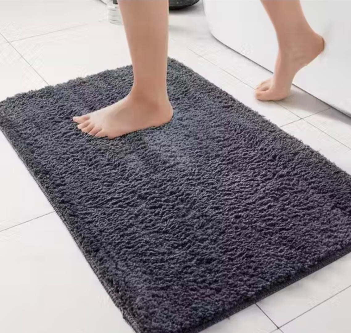 Microfiber Anti-Slip Doormat for Home & Bathroom Entrance Grey Rectangular Mat (40x60 cm) Image 4