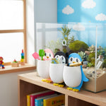 Pack Of 3 Kids New Penguin Design Toothbrush Holder Unique Wall Mounted Self Adhesive Storage Wall Mount Toothbrush Holder Wall Mount Remote And Mobile Stand Pink Or Blue Or Black Image 3