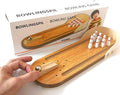 Mini Entertainment Desktop Bowling Game Set 10 Wooden Bowling Pins 1 Metal Bowling Ball 1 Wooden Bowling Ramp Image 1