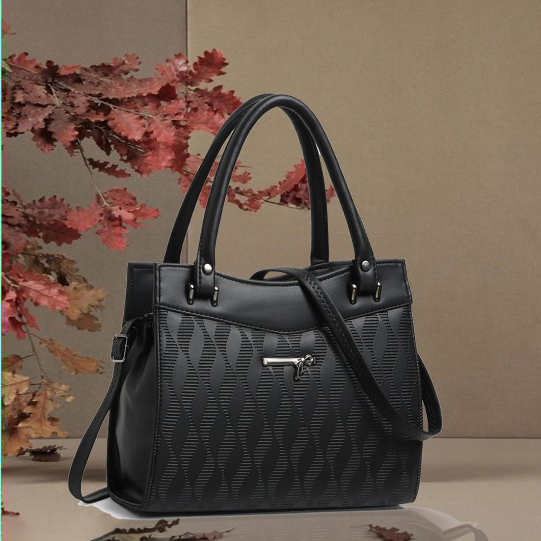 Handbag For Women And Girls Stylish Black PU Leather Bag Image 1