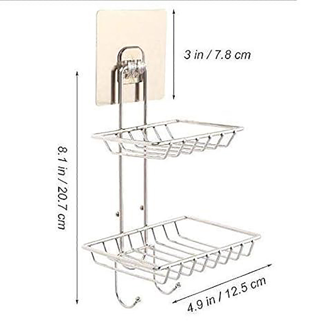Wall Mounted Double Layer Soap Dish Holder Stainless Steel 2 Stainless Steel Iron Coating Self Adhesive Metal Bathroom Image 4