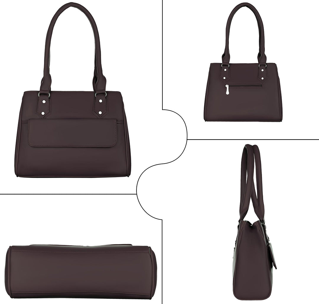 Handbag For Women And Girls Stylish Brown PU Leather Bag Image 2