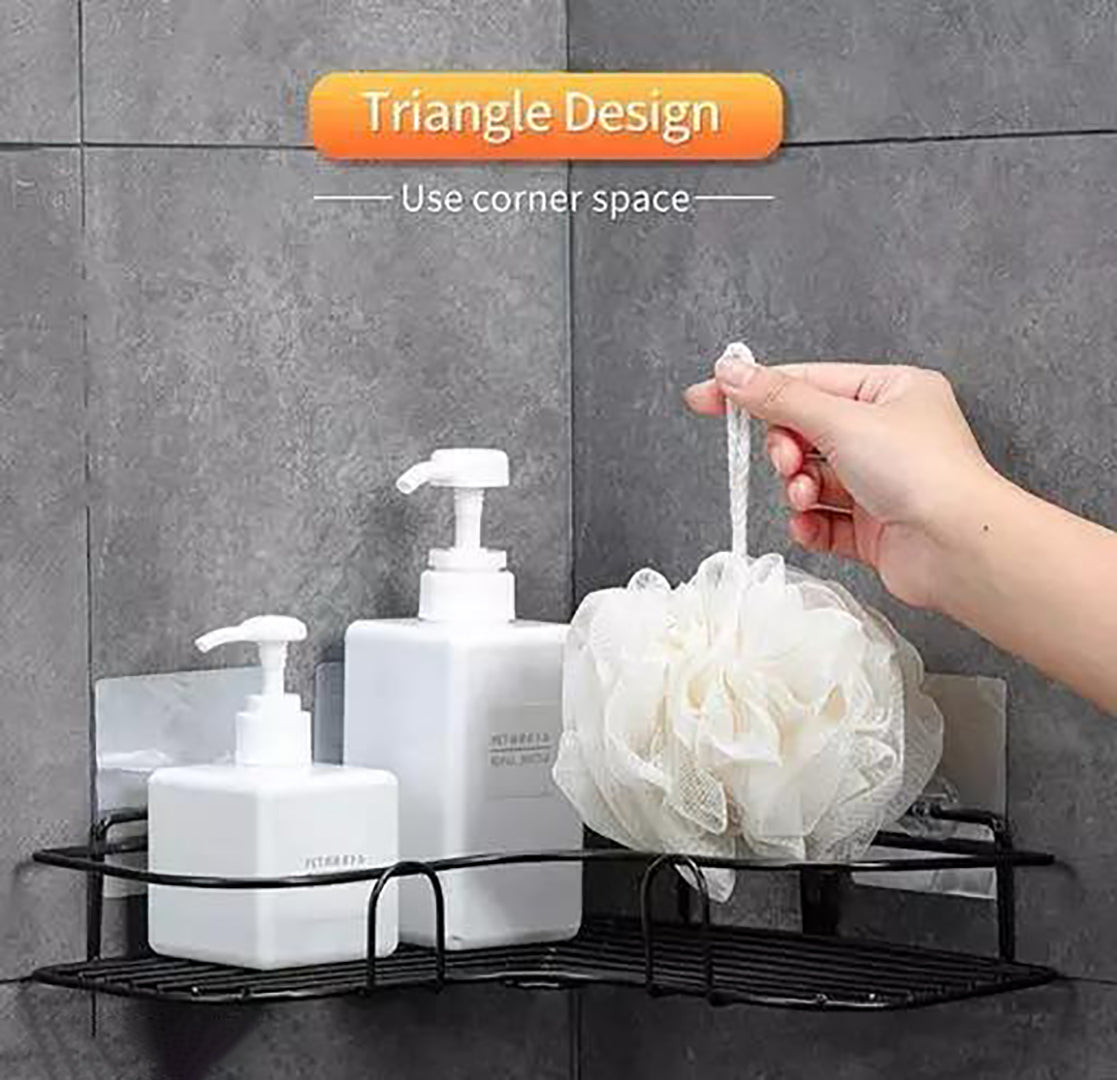 Wall Mounted Shower Storage Corner Shelf Holder Decorative Stainless Steel Self Adhesive Metal Storage Wall Shelves For Bathroom And Kitchen Stainless Steel Wall Shelf Image 4
