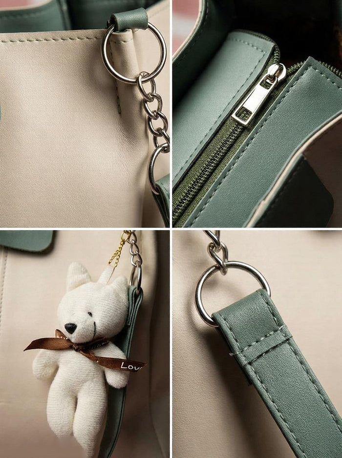 Handbag For Women And Girls Stylish Beige PU Leather Bag Image 2