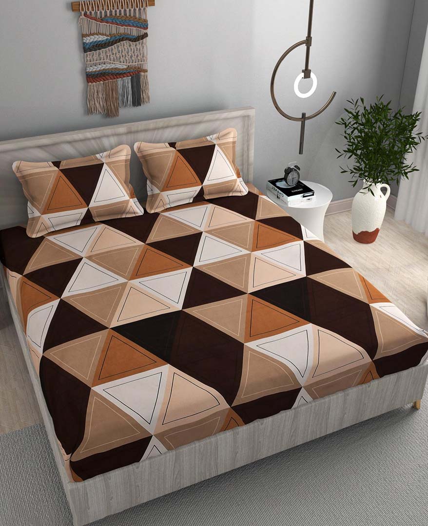 Cotton (78x72 Inch) Double Size Bedsheet With 2 Pillow Cover in Multicolor Image 1
