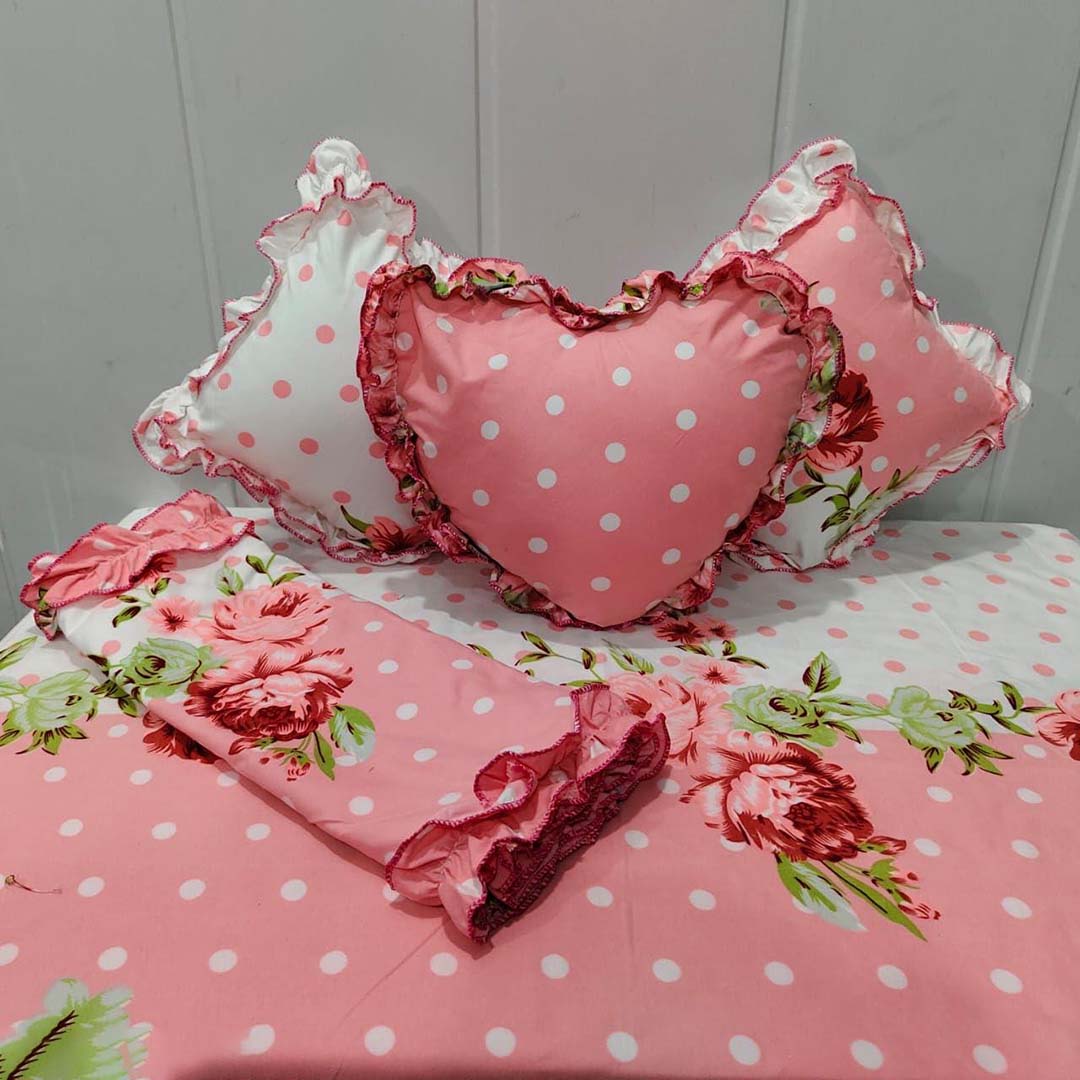 Cotton (90x100 Inch) Double Size Bedsheet With 2 Pillow Cover in Pink Color Image 2