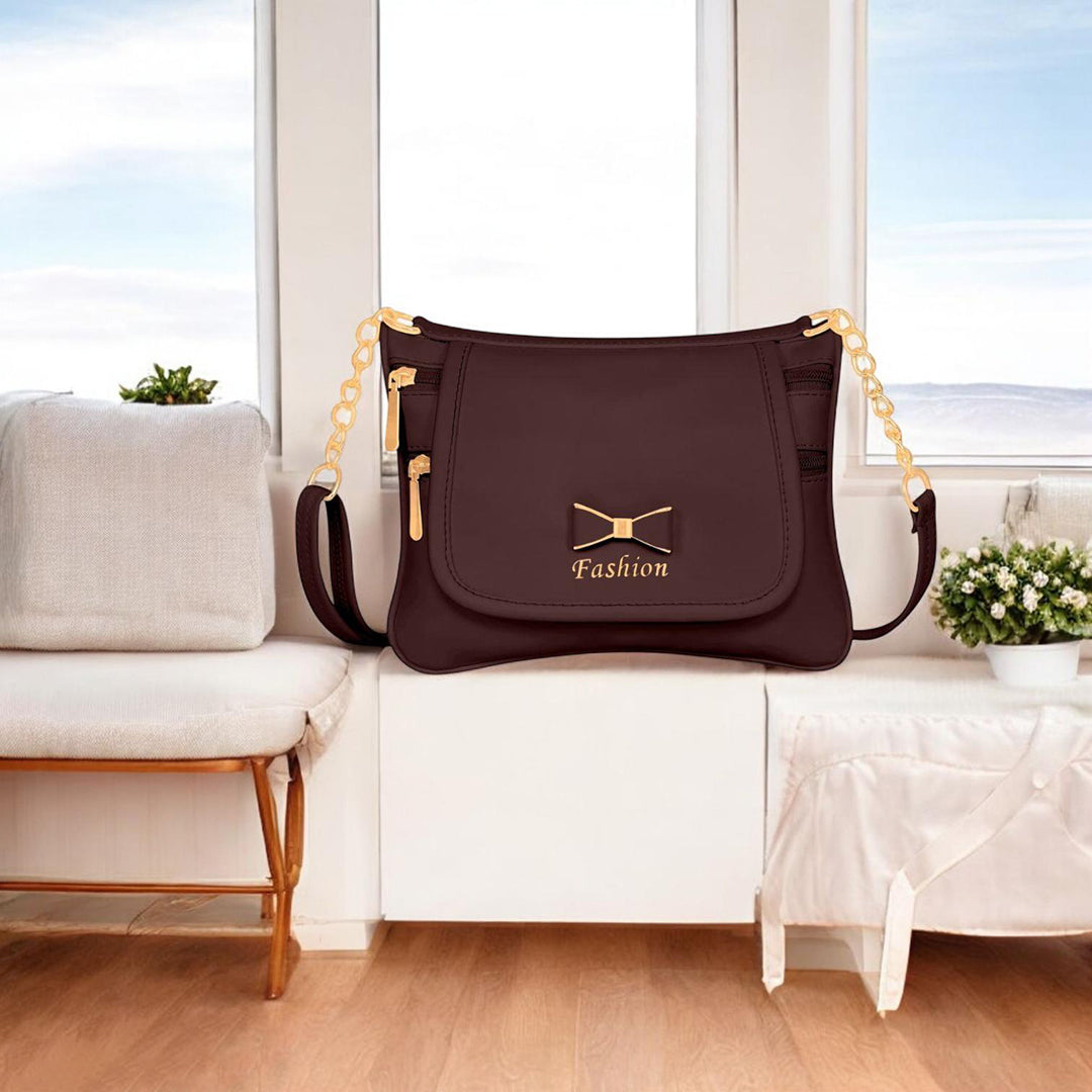 Handbag For Women And Girls Stylish Maroon PU Leather Bag Image 1