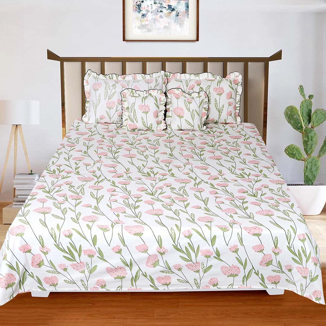 Cotton (90x100 Inch) Double Size Bedsheet With 2 Pillow Cover in White Color Image 4