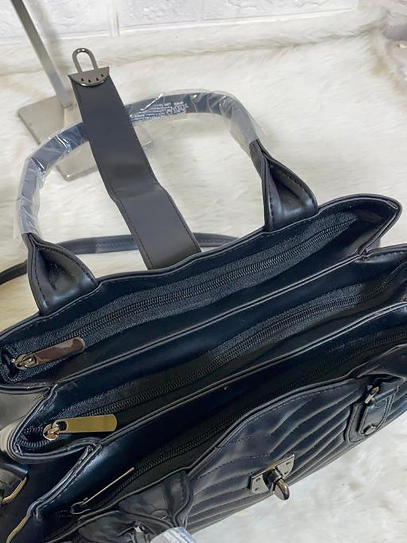 Handbag For Women And Girls Stylish Black PU Leather Bag Image 2