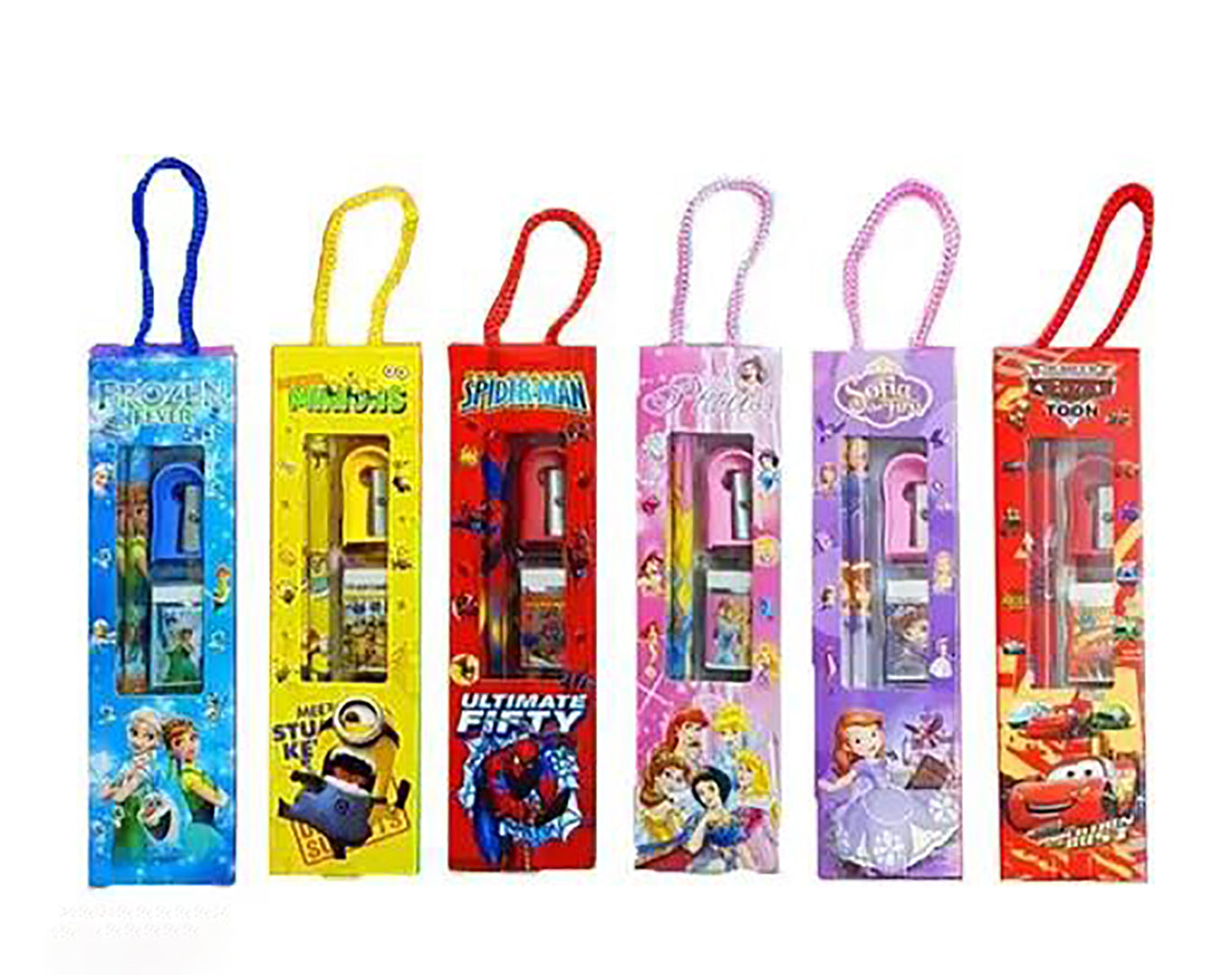 10 Pcs Stationery Small Gift Sets For Kids Mix Design Stationery Set Box Include 2 Pencils 1 Eraser 1 Sharpener And 1 Ruler Pack Return Gift Sets For Kids Multicolor 10 Pcs Set Image 1