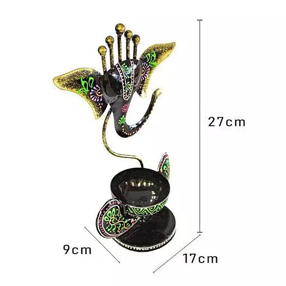 Handicrafy Vinayaka Ganesha Ji Iron Table Decorative Showpiece Tealight Candle Holder Diya Holder Loban Dhoop Incense Burner Image 4
