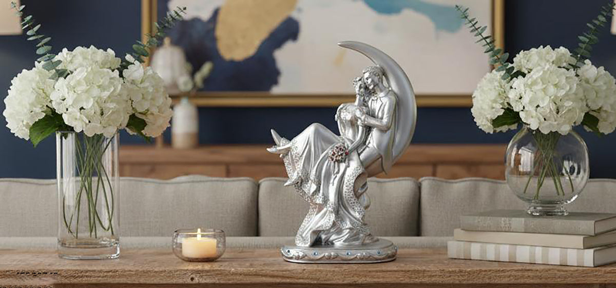 Goldiluxe Romantic Valentine Couple Statue Showpiece For Girlfriend Boyfriend Husband Wife Anniversary Valentines Day Gifts Decorative Showpiece 15 Cm Silver Image 3