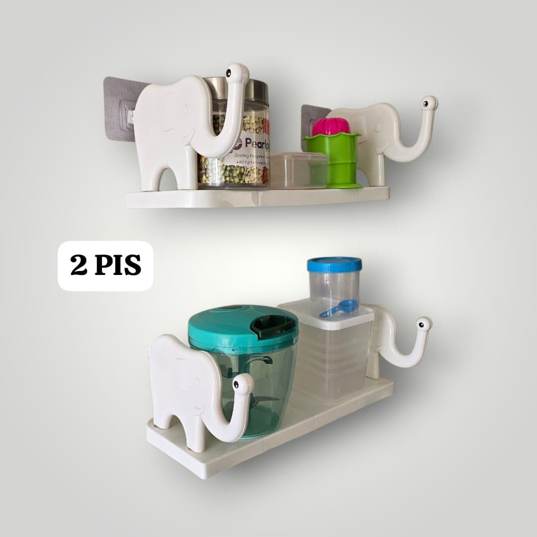 Pack Of 2 Self Adhesive Multipurpose Stand Holder For Bathroom Soap Holder Shampoo Holder Wall Mounted Stand Holder Cartoon Wall Mount Bathroom Stand White Image 1