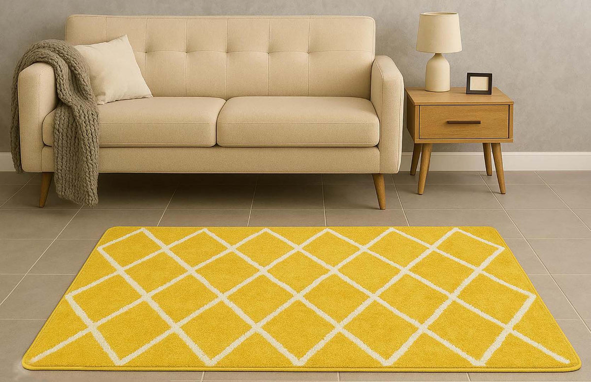 Microfiber Anti-Slip Doormat for Home & Bathroom Entrance Yellow Rectangular Mat (50x80 cm) Image 1