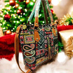 Handbag For Women And Girls Stylish Multicolor Canvas & Leather Bag Image 2