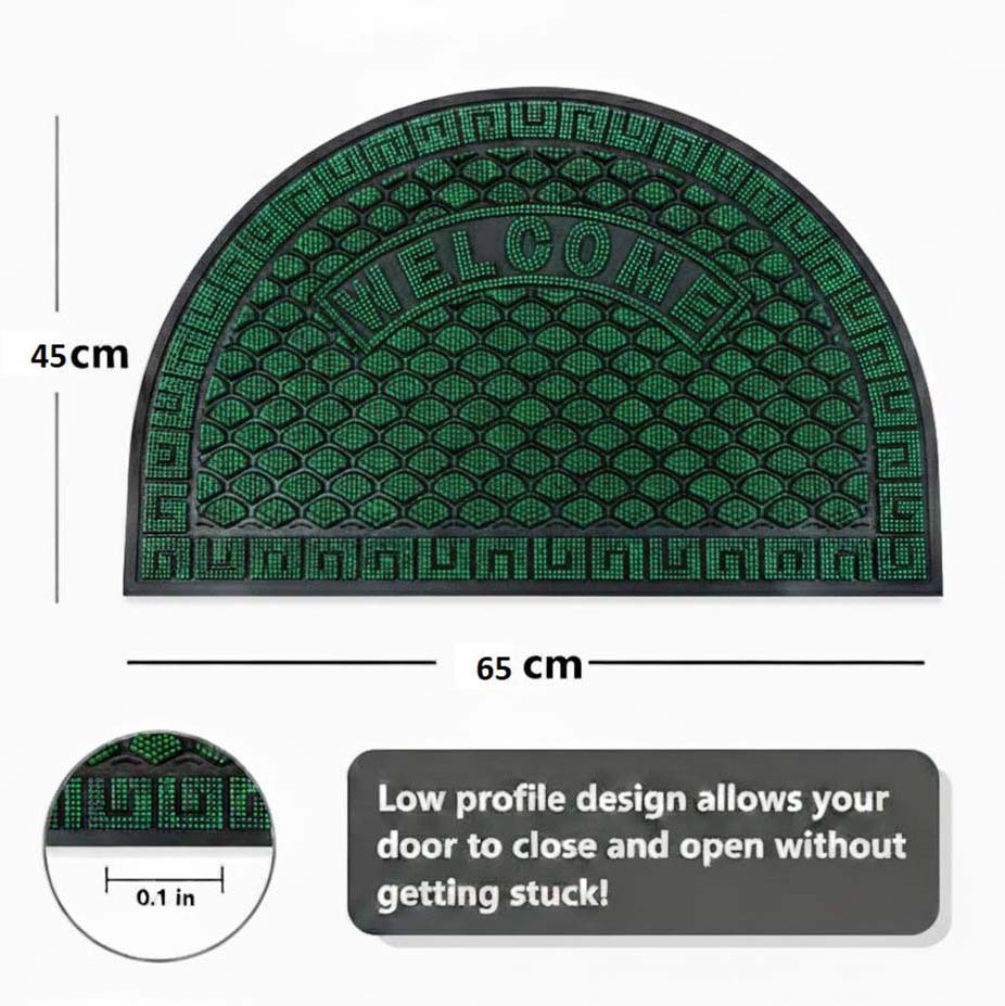 Rubber Anti-Slip Doormat for Home & Bathroom Entrance Green Semi Circle Mat (45x65 cm) Image 2