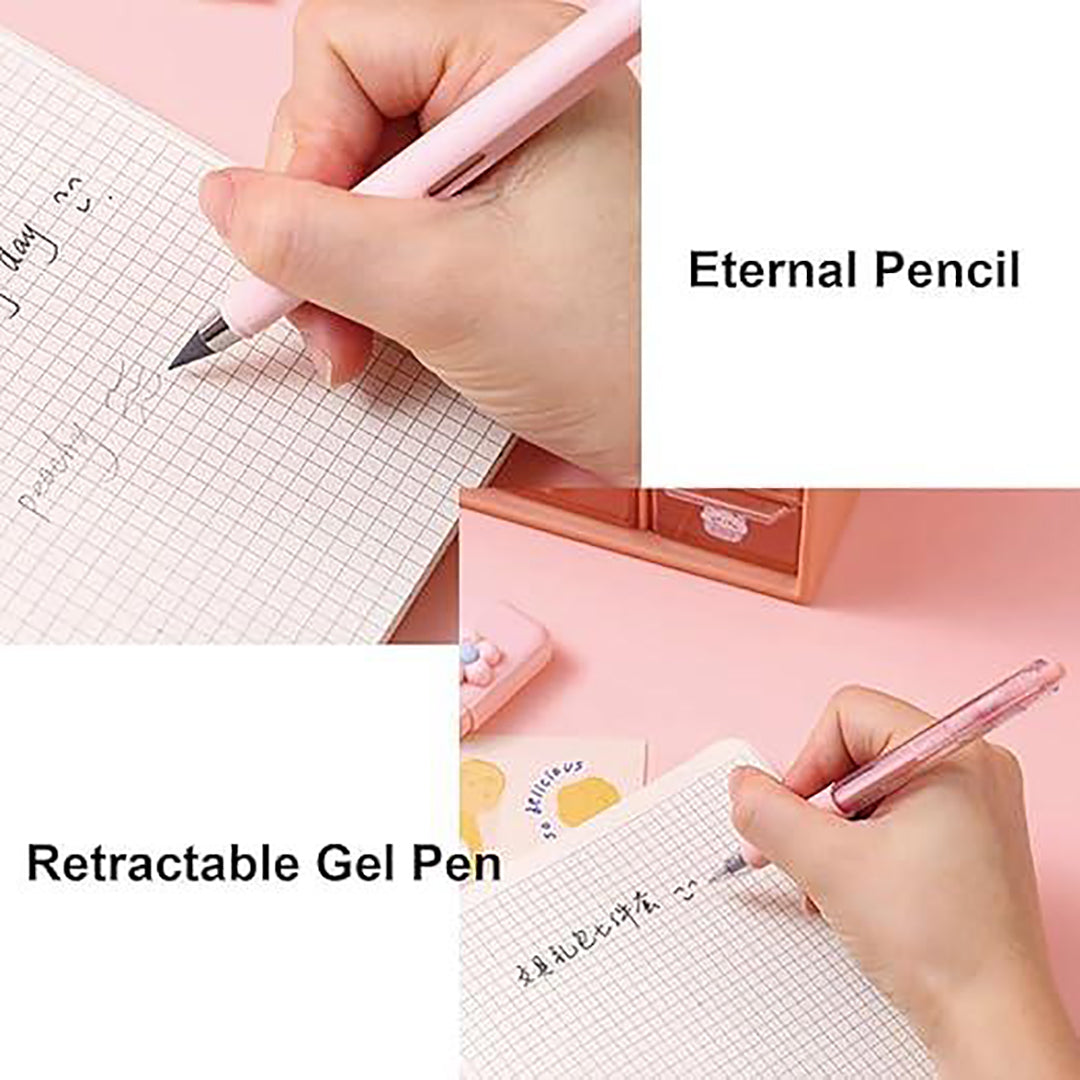 7 Pcs Purple Kawaii School Supplies Set With Ballpoint Pens Highlighter Ruler Correction Tape And Cutter Image 2