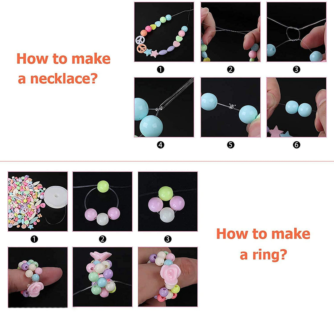 Diy Bead Set Necklace Bracelets Jewelry Making Kits Colorful Acrylic Crafting Beads Kit Box With Accessories For Kids Image 2