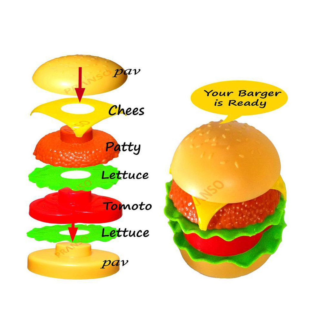 18 Pcs Play Fast Food Set Pretend Play Barger Fries And Ice Cream With Trey Food Toy Image 2