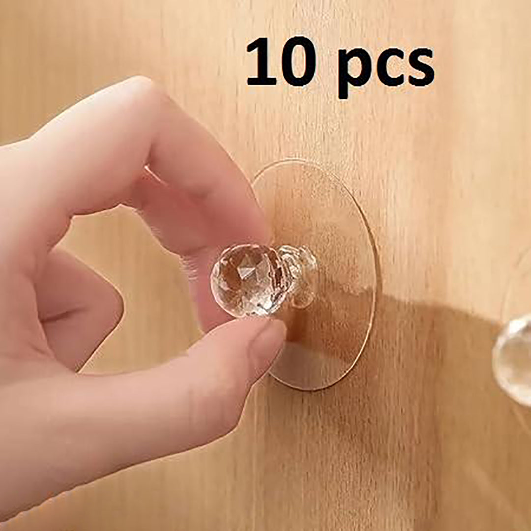 Wall Hooks For Hanging Strong Sticker Sticky Heavy Duty Home Kitchen Bathroom Key Frame Holders Diamond Crystal Shaped Image 1