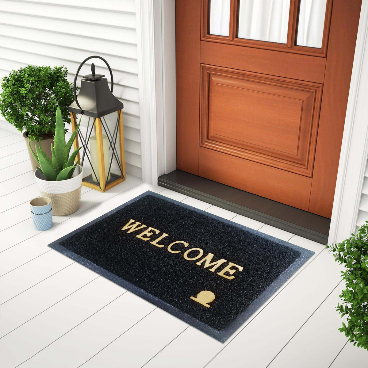 PVC Anti-Slip Doormat for Home & Bathroom Entrance Black Rectangular Mat (40x60 cm) Image 1