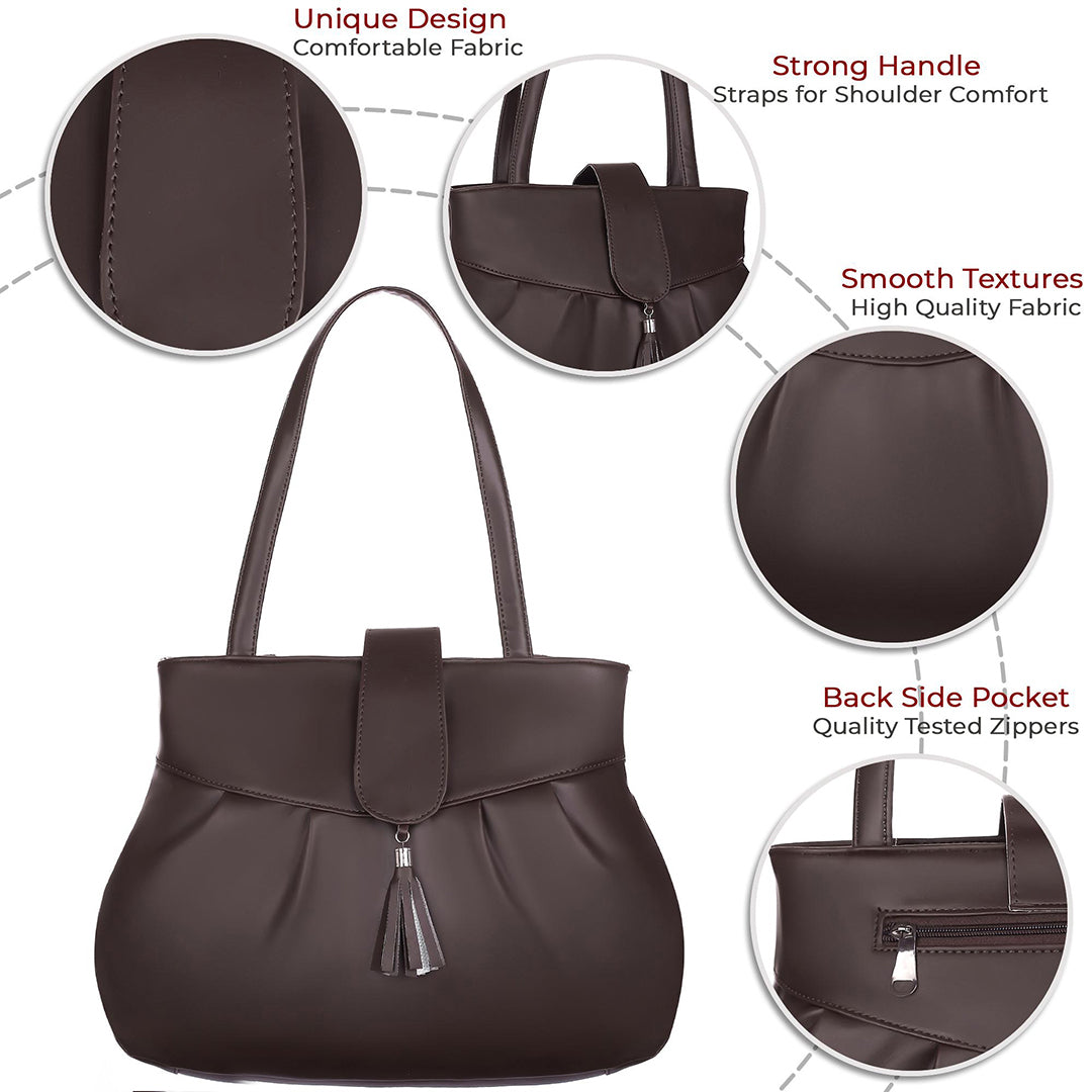 Handbag For Women And Girls Stylish grey PU Leather Bag Image 4