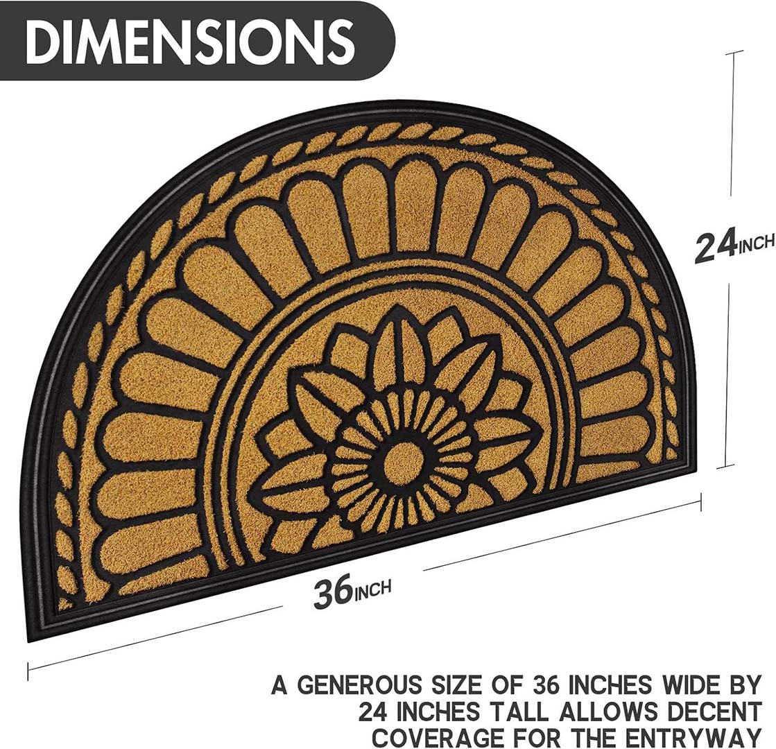 Rubber Anti-Slip Doormat for Home & Bathroom Entrance Golden Semi Circle Mat (45x70 cm) Image 3