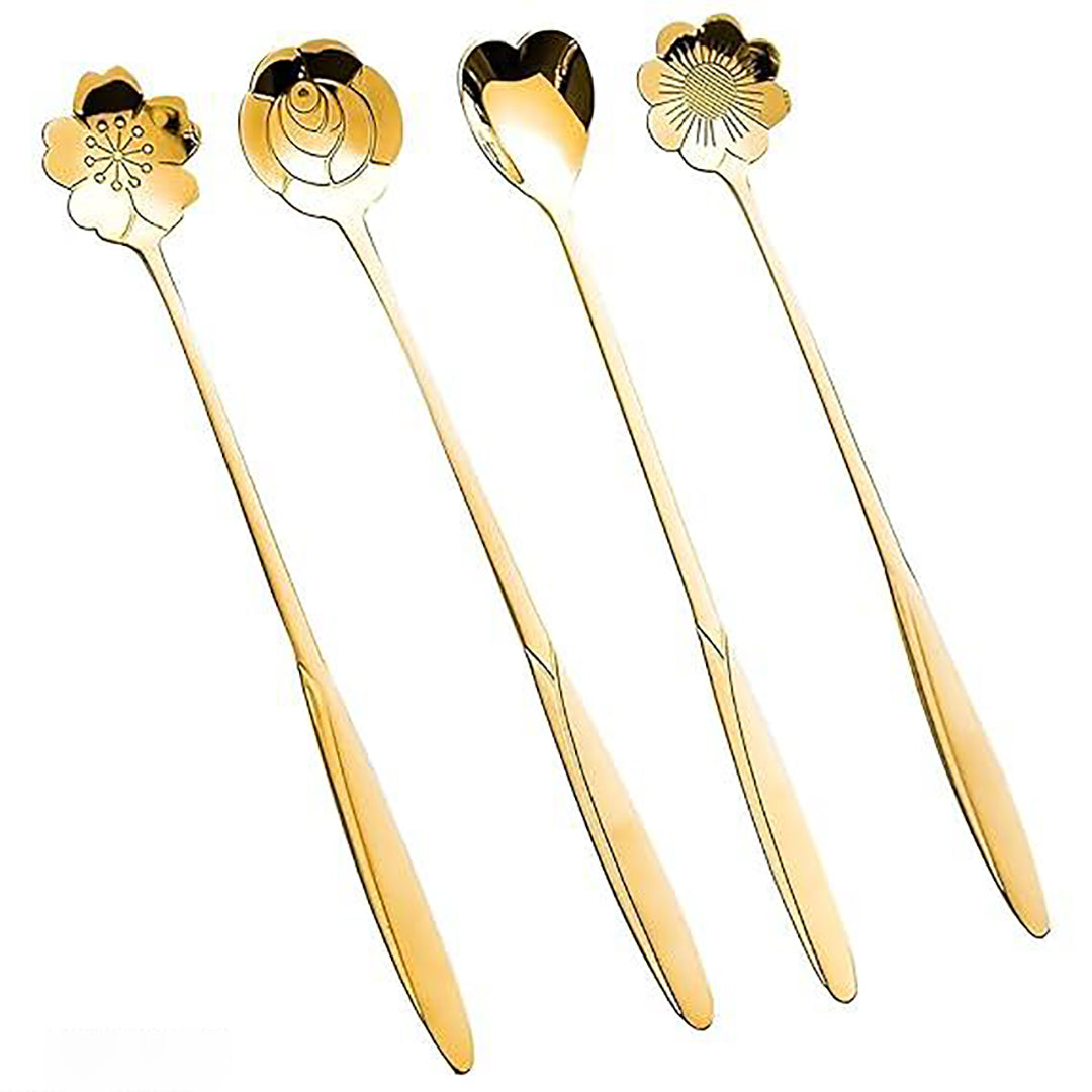 Spoon Setcoffee Spoondessert Spoonscutlery Kitchen Tablewarestainless Steel Gold Different Shape Coffee Spoons Set Image 4