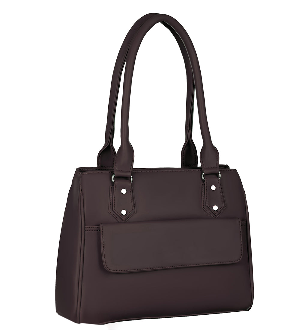 Handbag For Women And Girls Stylish Brown PU Leather Bag Image 1