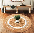 Jute Anti-Slip Doormat for Home & Bathroom Entrance Beige round Mat (80 cm) Image 1