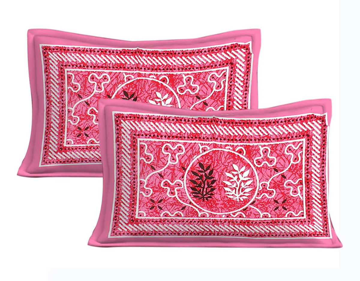 Cotton (90x100 Inch) Double Size Bedsheet With 2 Pillow Cover in Pink Color Image 3
