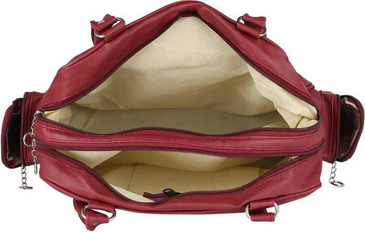 Handbag For Women And Girls Stylish Red PU Leather Bag Image 4