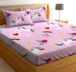 Glace Cotton (78x72 Inch) Double Size Bedsheet With 2 Pillow Cover in Pink Color Image 1