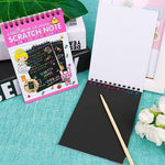 Small Rainbow Scratch Notebook Paper Magic Doodle Note Pad For Kids Arts Crafts Painting Sketching With Wooden Pencil Pack Of 6 Image 3