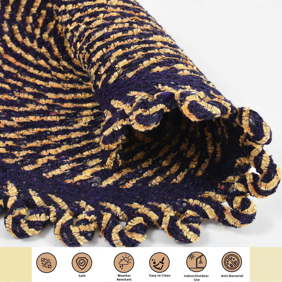 Cotton Anti-Slip Doormat for Home & Bathroom Entrance Multicolor round Mat (20 Inch) Image 3