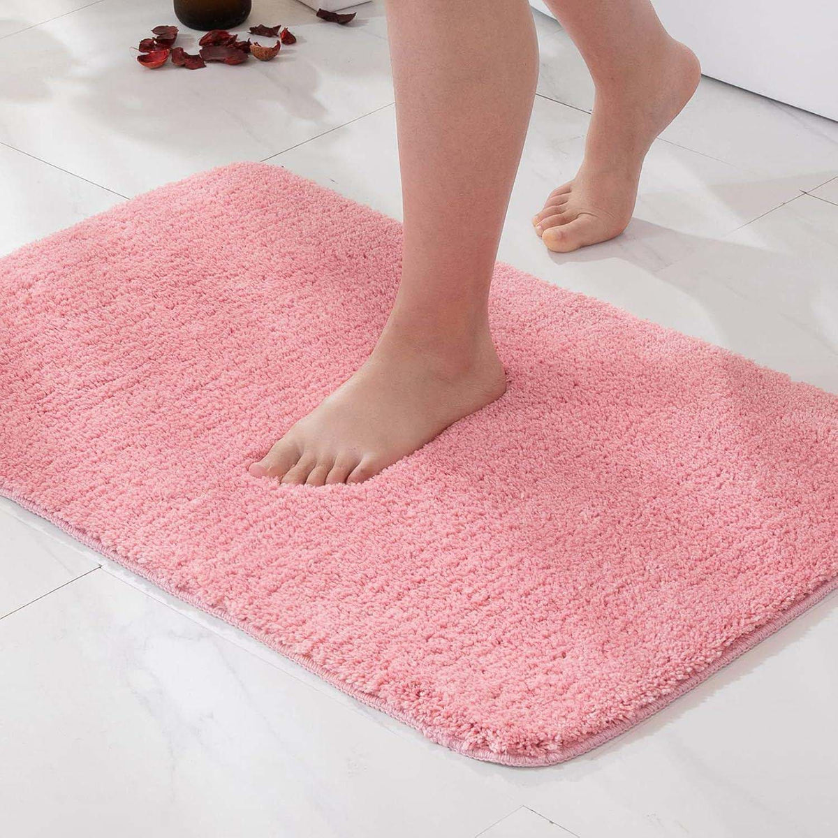 Microfiber Anti-Slip Doormat for Home & Bathroom Entrance Pink Rectangular Mat (40x60 cm) Image 1