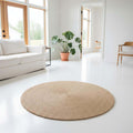 Jute Anti-Slip Doormat for Home & Bathroom Entrance Beige Round Mat (60 cm) Image 1
