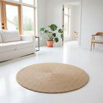 Jute Anti-Slip Doormat for Home & Bathroom Entrance Beige Round Mat (60 cm) Image 1