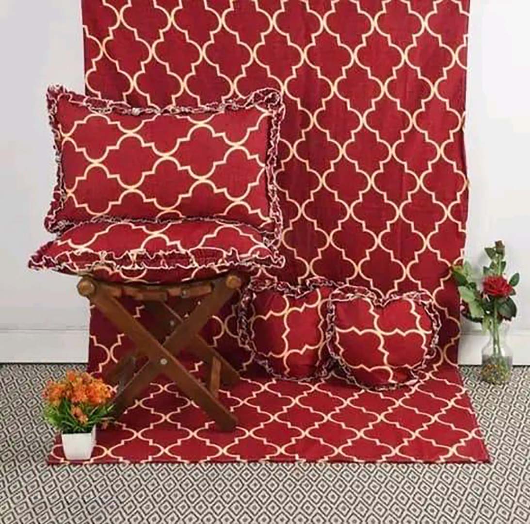 Glace Cotton (93x86 Inch) Double Size Bedsheet With 2 Pillow Cover in Red Color Image 1