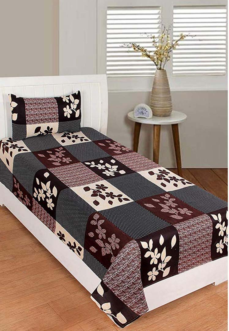 Polycotton (60x90 Inch) Single Size Bedsheet With 1 Pillow Cover in Multicolor Image 2